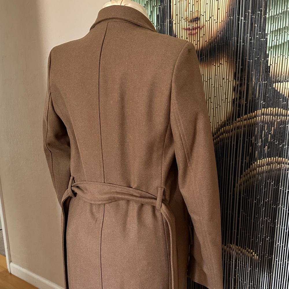 Mango NEW WITH TAGS Long Classic Brown Wool Coat Women’s - Picture 4 of 8